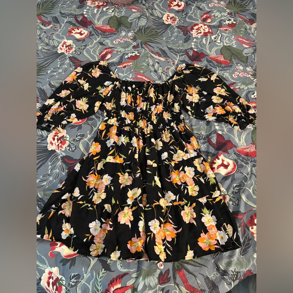 Plus Size Black/Floral Dress